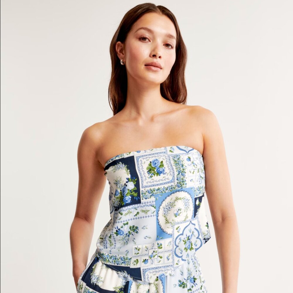 Abercrombie Faux Silk Scarf Top